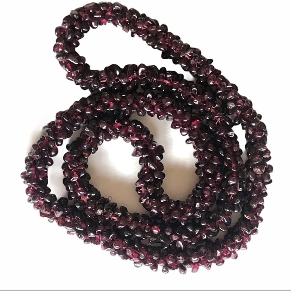 Vintage Woven Garnet Bead Necklace EUC - Picture 2 of 6